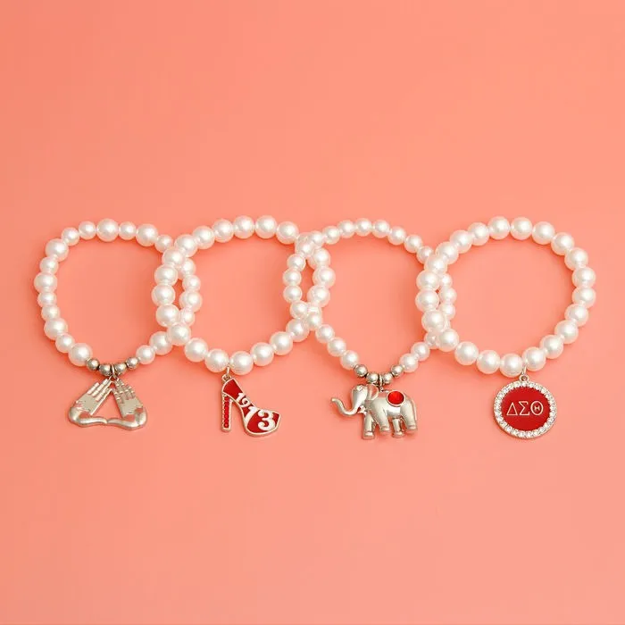 Sorority Inspired Charm Pearl Bracelets