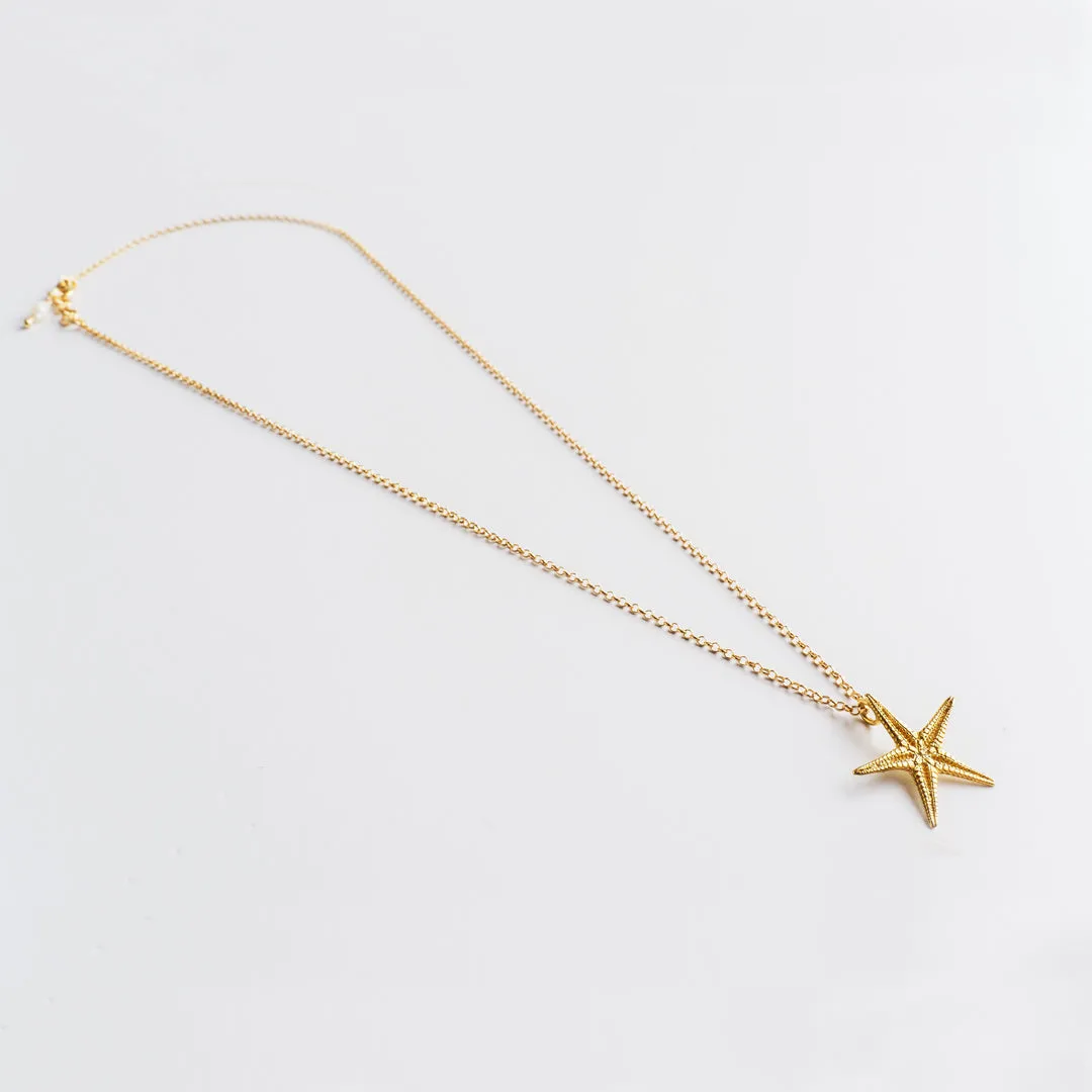 Starfish - chain necklace - silver 925 - gold plated