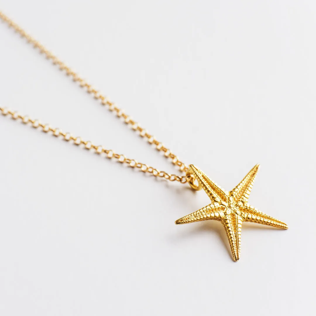 Starfish - chain necklace - silver 925 - gold plated