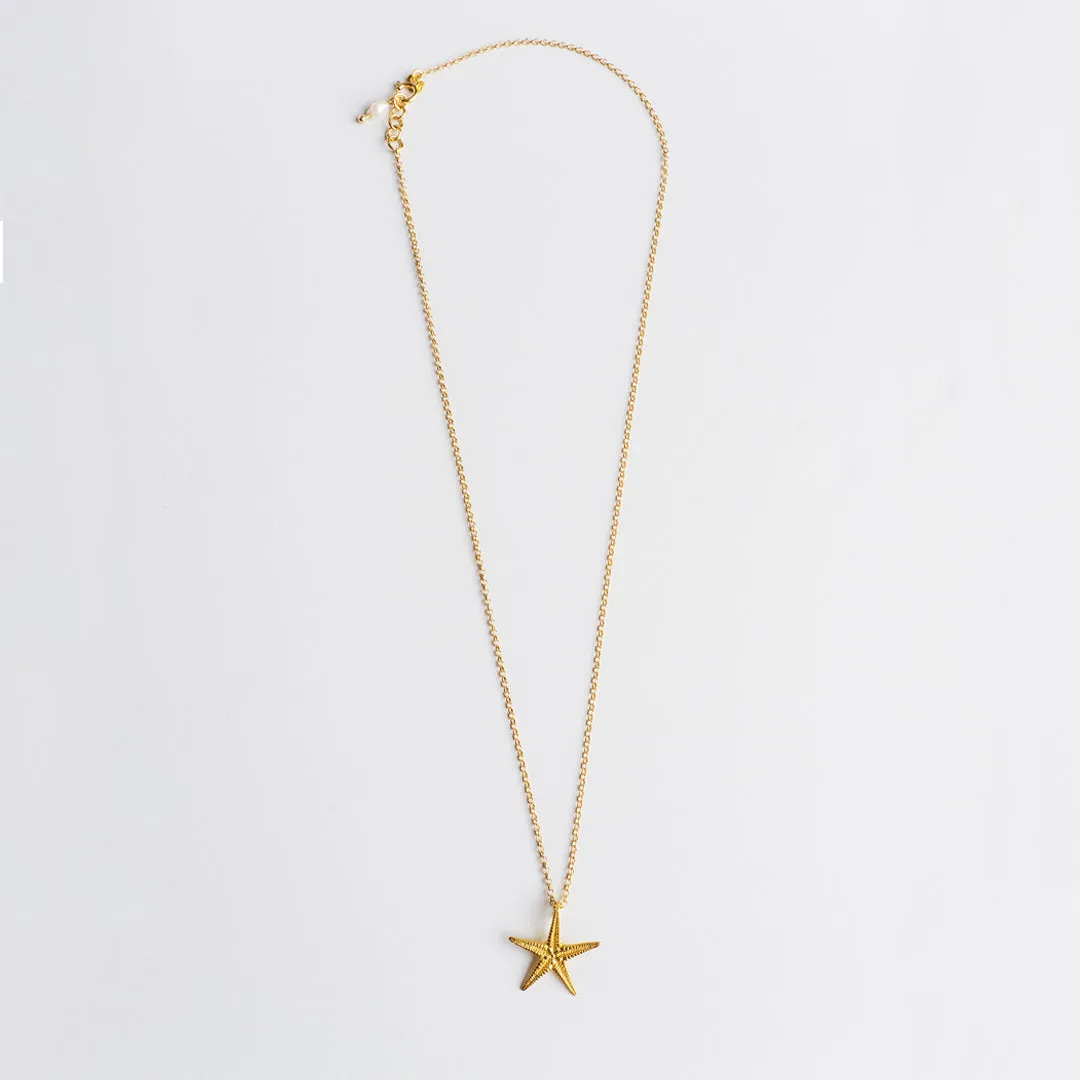 Starfish - chain necklace - silver 925 - gold plated