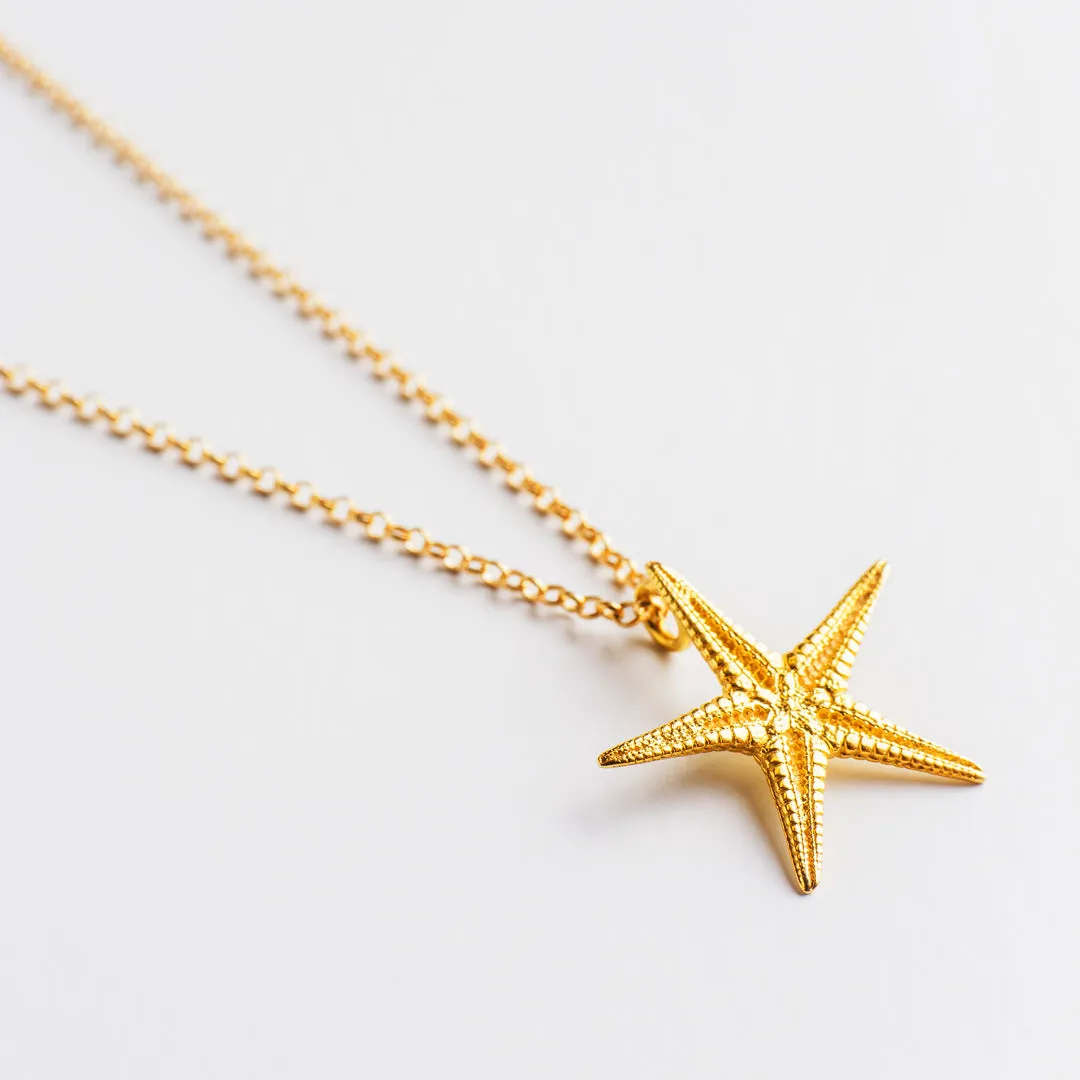 Starfish - chain necklace - silver 925 - gold plated