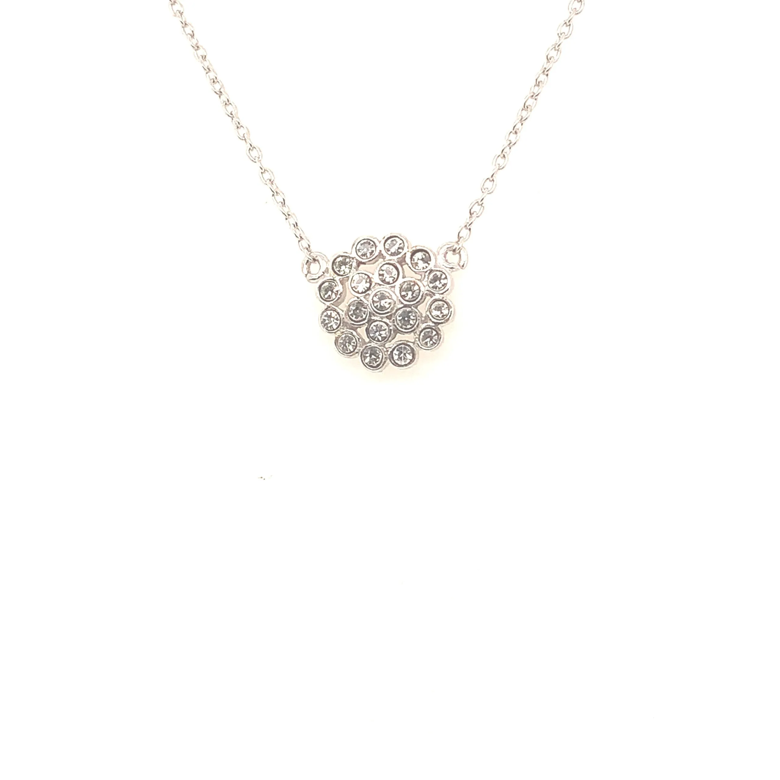 Sterling Silver Cubic Zirconia Cluster Necklace