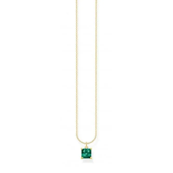 Sterling Silver Gold Plated Green Stone Necklace KE2156-472-6-L45V