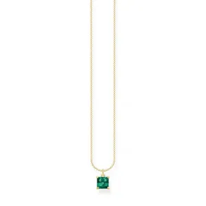 Sterling Silver Gold Plated Green Stone Necklace KE2156-472-6-L45V