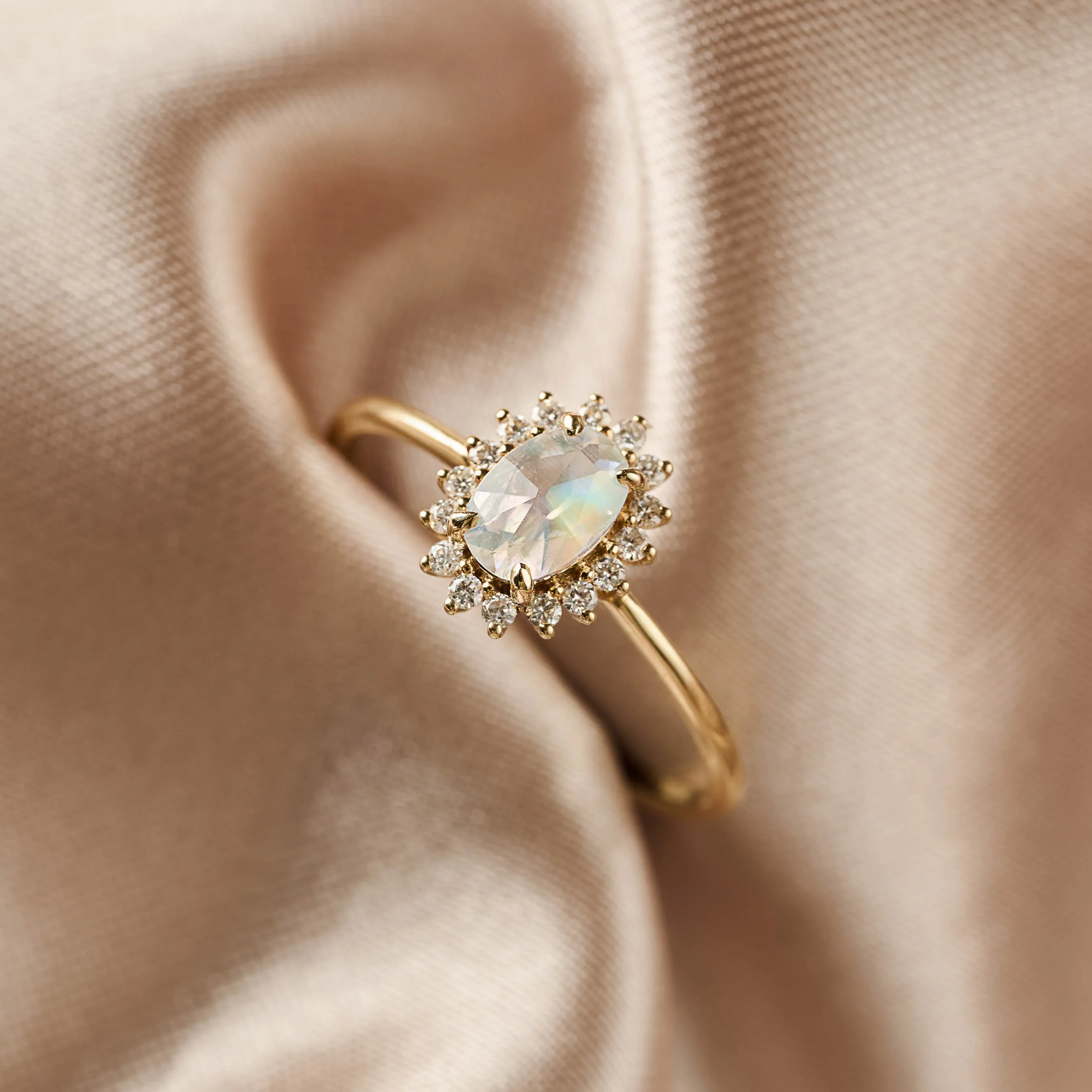 Sunburst Moonstone Halo Ring - Chiara