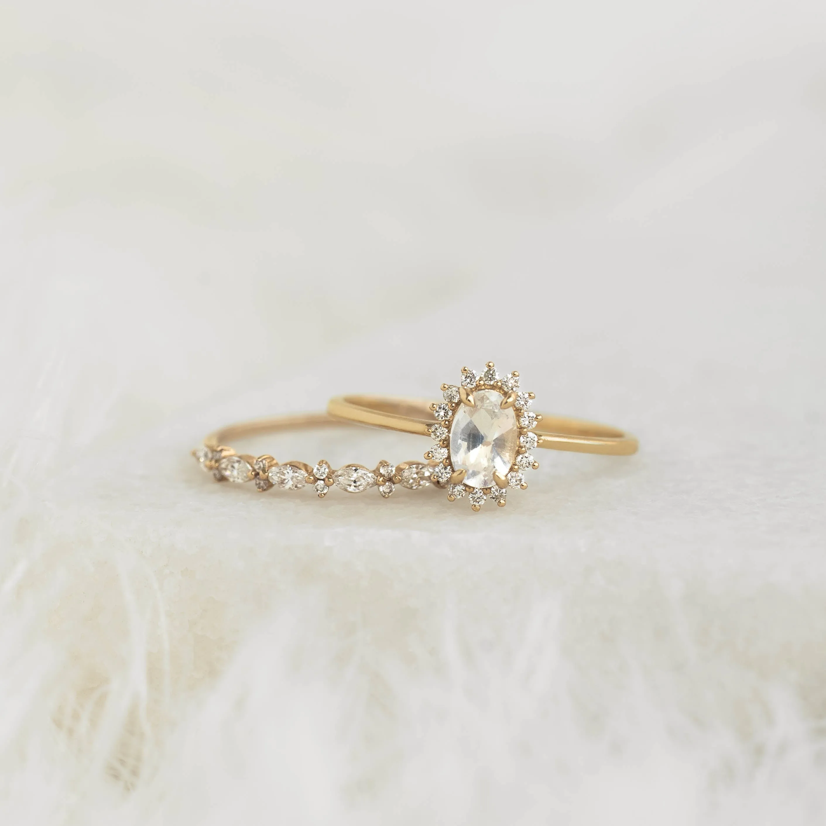 Sunburst Moonstone Halo Ring - Chiara