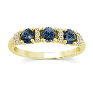 Three Stone Blue Sapphire Ring