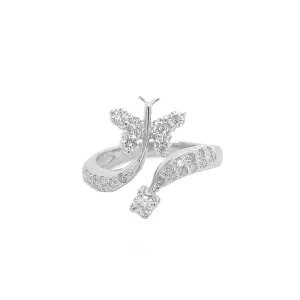 Two Tier Butterfly Diamond Ring White Gold R019