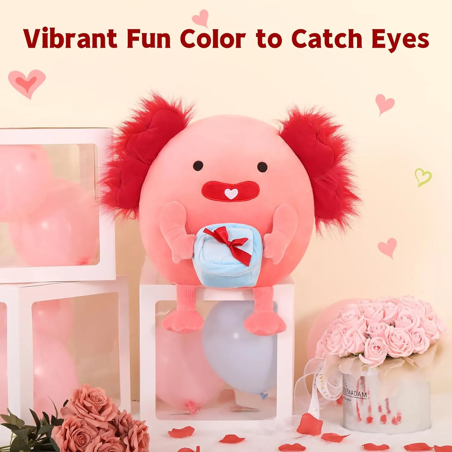 Valentine's Axolotl Plush Toy, 14 Inches