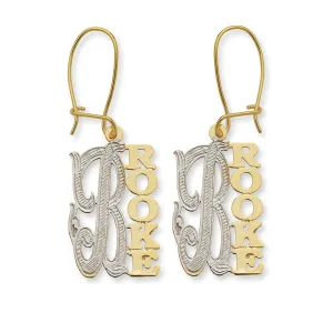 Vertical Name Gold Earrings Large Letter