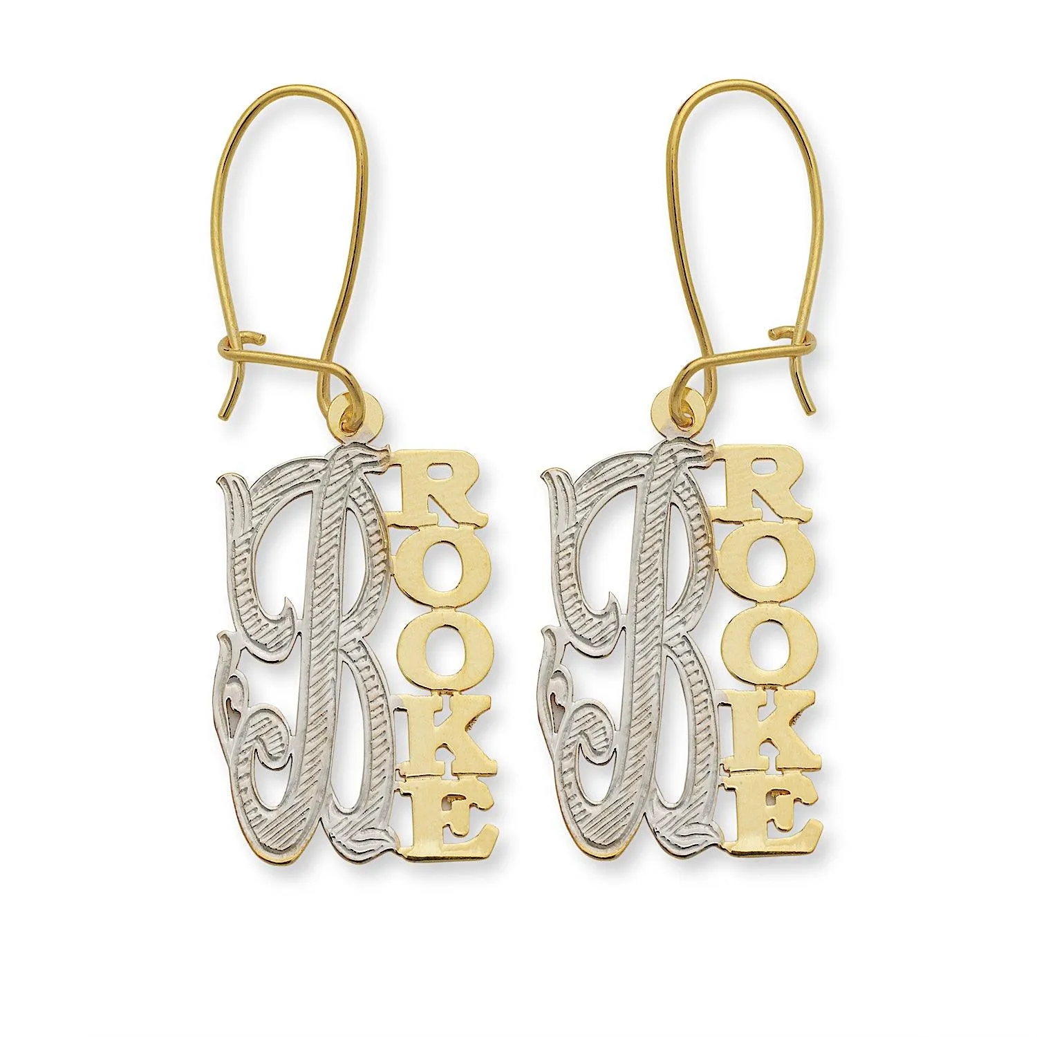 Vertical Name Gold Earrings Large Letter