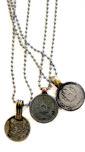 Vintage Coin On Ball Chain Necklace