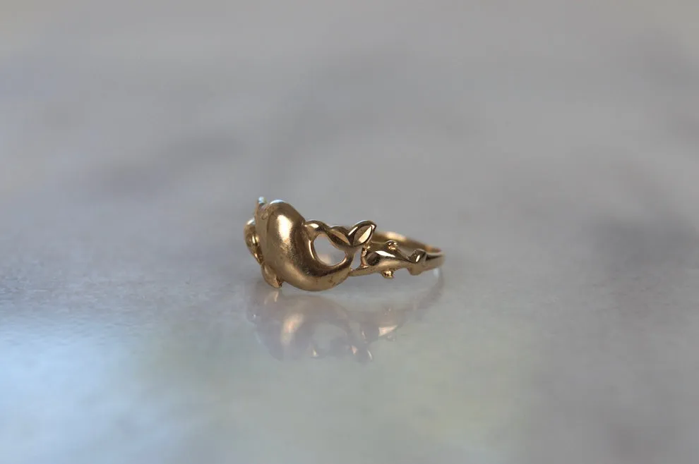 Vintage Dolphin Sea Inspired Handmade Ring - 14k Gold Vermeil Rings For Women