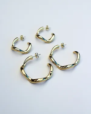 Wave Hoop Earrings - Small   Large