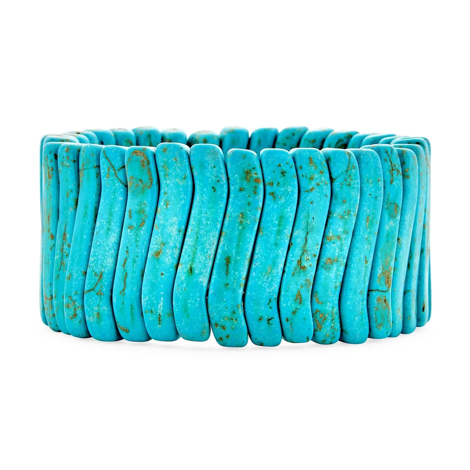 Western Jewelry Turquoise Crystal Statement Stretch Bracelet Gold Plated Cuff