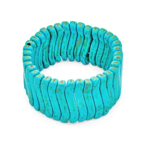 Western Jewelry Turquoise Crystal Statement Stretch Bracelet Gold Plated Cuff