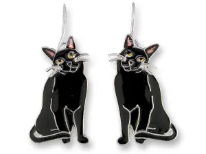 Zarah Zarlite Black Kitty Cat Pierced Earrings